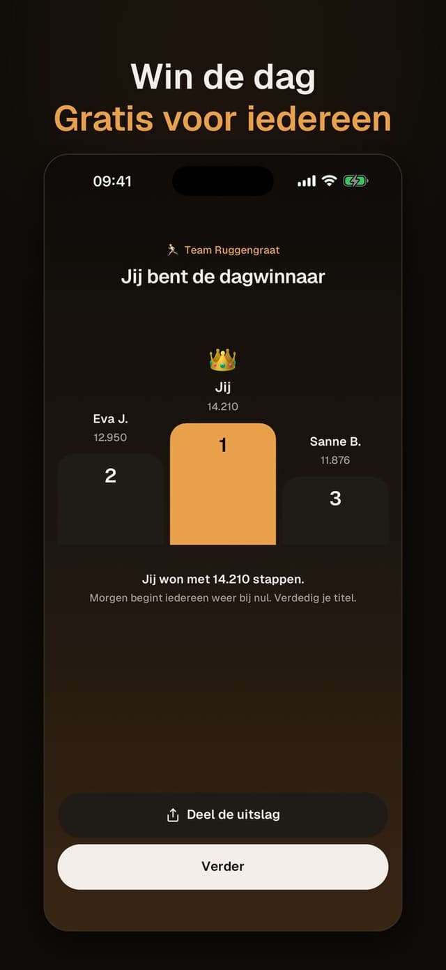 Stappenpoule: de dagwinnaar op het podium